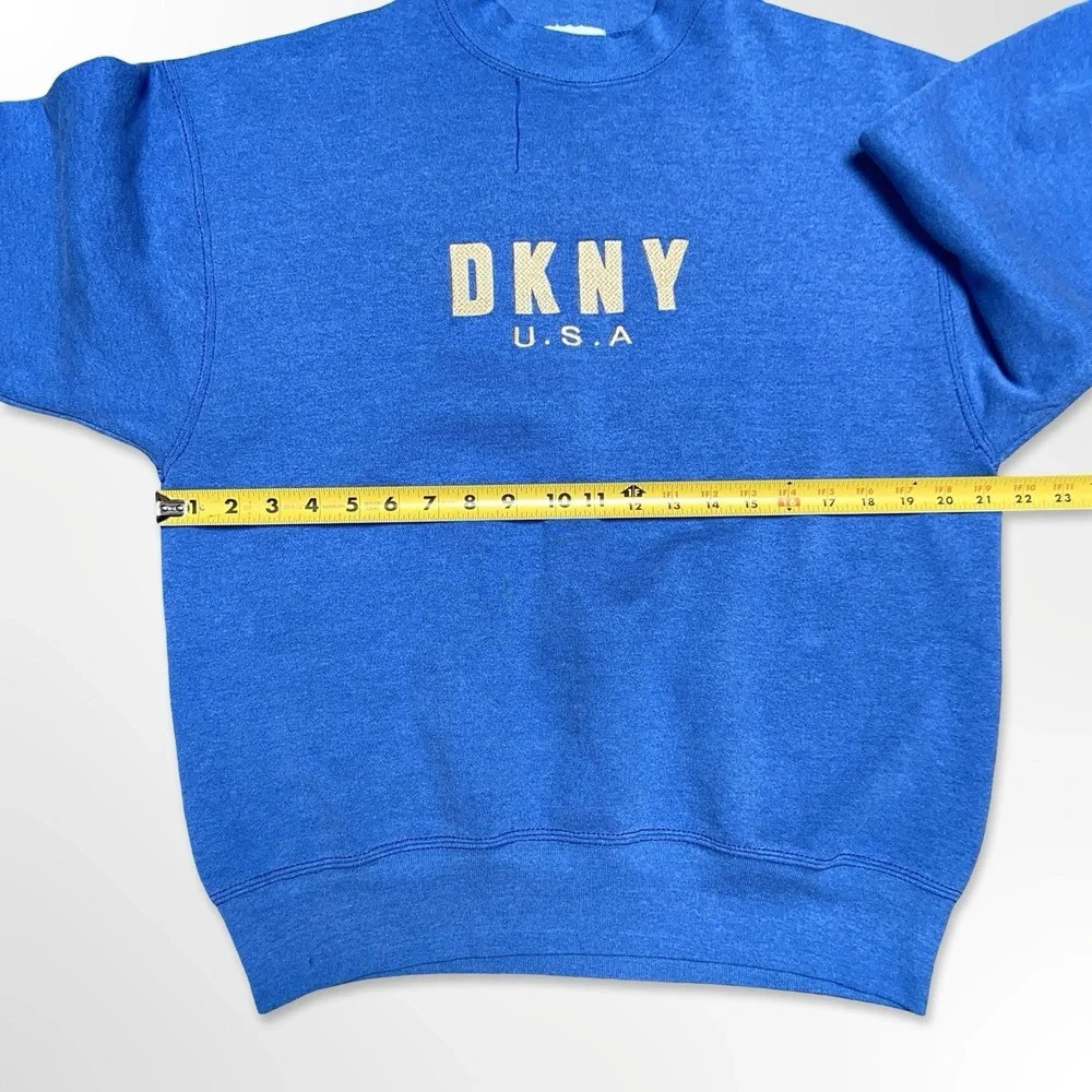Vintage DKNY USA Crewneck Sweatshirt Womens Large Blue Spell Out Made in USA